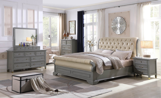 Bedroom Set Designer Luxury Wood Furniture 180x200cm Bed 2x Bedside table 3 pcs.