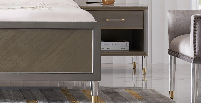 Bed 2x Bedside table 3 pcs. Bedroom Set Design Deco Modern Luxury Beds