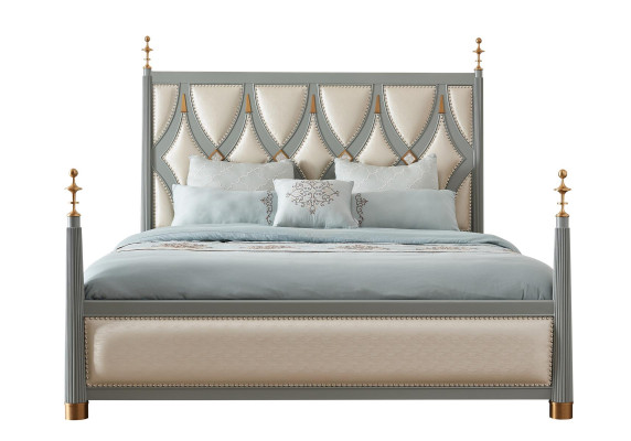 Luxury Furniture Bedroom Hotel Beds Royal Gold Bed Wood Bed 180x200cm