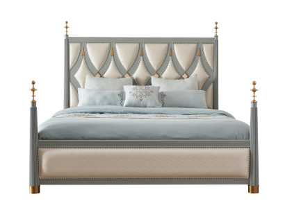 Luxury Furniture Bedroom Hotel Beds Royal Gold Bed Wood Bed 180x200cm