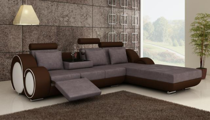 Corner sofa Sofa Couch Upholstery Living landscape Leather Corner Sofas Suite new Madrid II