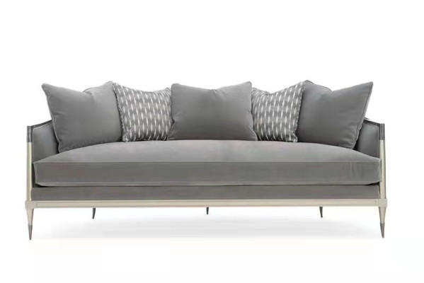 Living room Fabric Couch Sofa 3 Seater Designer Couches Couch Gray Textile Upholstery