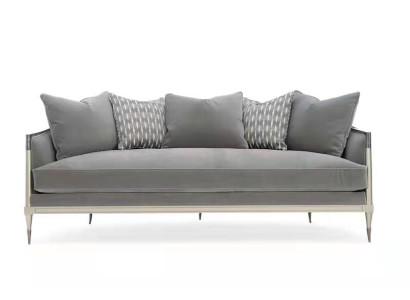 Living room Fabric Couch Sofa 3 Seater Designer Couches Couch Gray Textile Upholstery