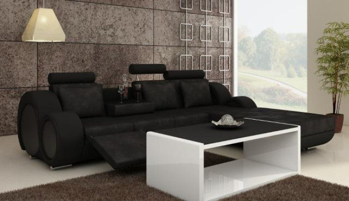 Corner sofa Sofa Couch Upholstery Living landscape Leather Corner Sofas Suite new Madrid II