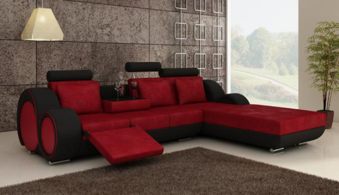 Corner sofa Sofa Couch Upholstery Living landscape Leather Corner Sofas Suite new Madrid II