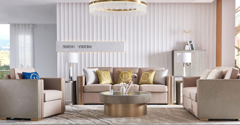 Three Seater Design Upholstery Seat Textile Sofa 3 Seater Furniture Beige new Luxury Furniture
