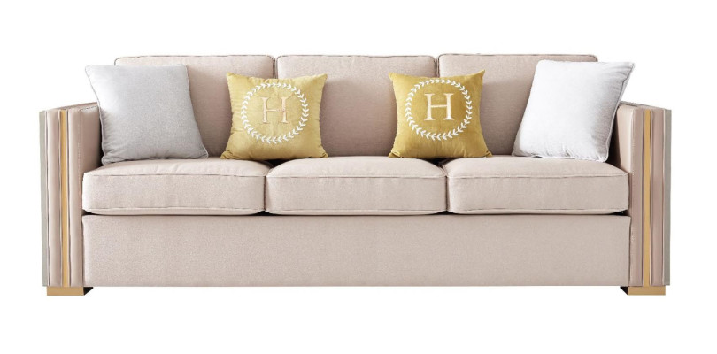 Three Seater Design Upholstery Seat Textile Sofa 3 Seater Furniture Beige new Luxury Furniture