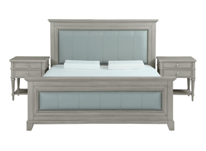 Bedroom Bed Bedside tables 3 pcs. Set Design Luxury Beds Wood Double bed new