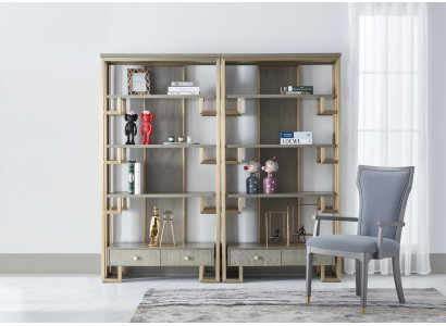 Designer Display case 2x Display case Wood Wardrobe Cabinets Living room Shelves