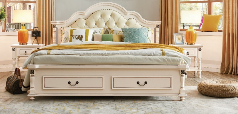 Bedroom Set Bed Bedside table Wardrobe Hotel Beds Wood Design 4-piece.