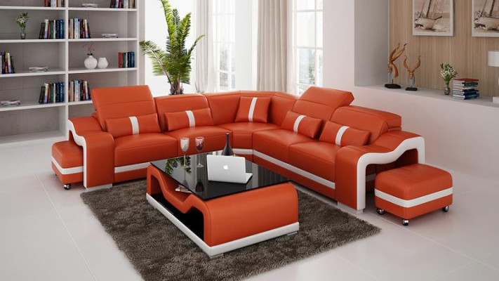 Desing Corner sofa Sofa Couch Leather Corner L-shape Living landscape Upholstery Corner suite