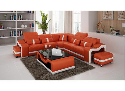 Desing Corner sofa Sofa Couch Leather Corner L-shape Living landscape Upholstery Corner suite