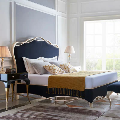Design Textile Bed Marriage Modern Hotel Frame Luxury Sleep Room Double