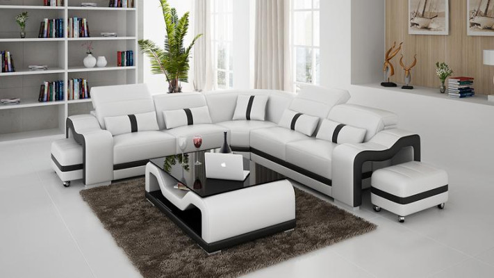 Desing Corner sofa Sofa Couch Leather Corner L-shape Living landscape Upholstery Corner suite