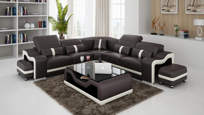 Desing Corner sofa Sofa Couch Leather Corner L-shape Living landscape Upholstery Corner suite