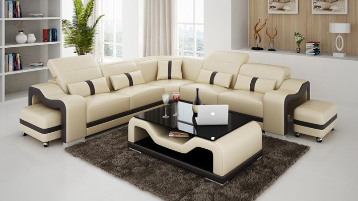 Desing Corner sofa Sofa Couch Leather Corner L-shape Living landscape Upholstery Corner suite