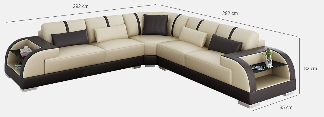 Design Corner Leather Sofa Couch Upholstery Suite Living landscape L-shape Modern Beige