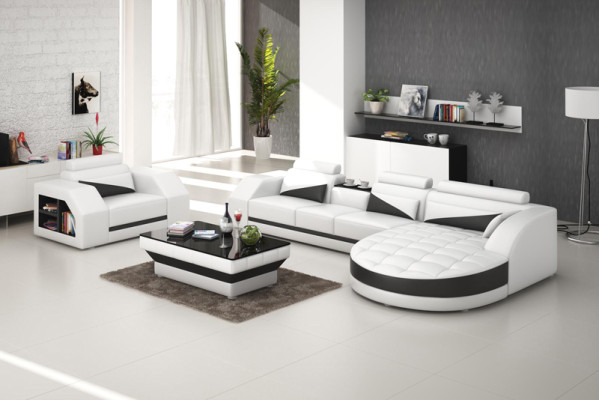 Leather sofa Couch Living landscape Corner sofa + Armchair Suite Design Sofa G8018E