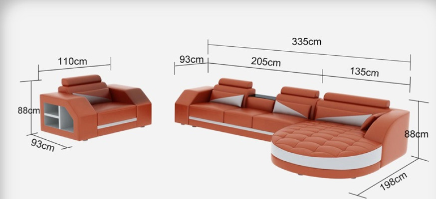 Leather sofa Couch Living landscape Corner sofa + Armchair Suite Design Sofa G8018E