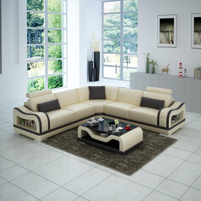 Leather sofa Couch Living landscape Corner sofa Corner Suite Design Modern Sofa with USB