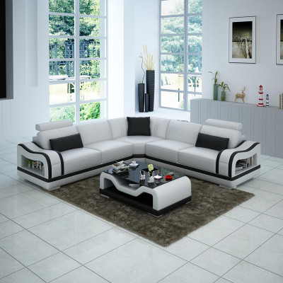 Leather sofa Couch Living landscape Corner sofa Corner Suite Design Modern Sofa with USB