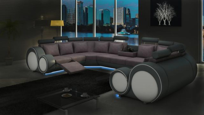 Fabric Textile Couch Textile sofa with USB Corner sofa Couch Living landscape XXL Relax new