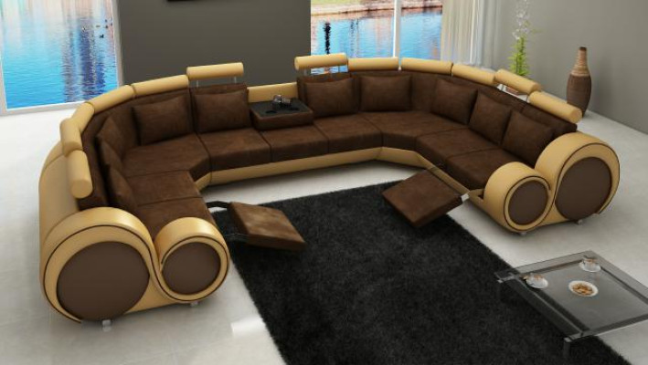 Fabric Textile Couch Textile sofa with USB Corner sofa Couch Living landscape XXL Relax new