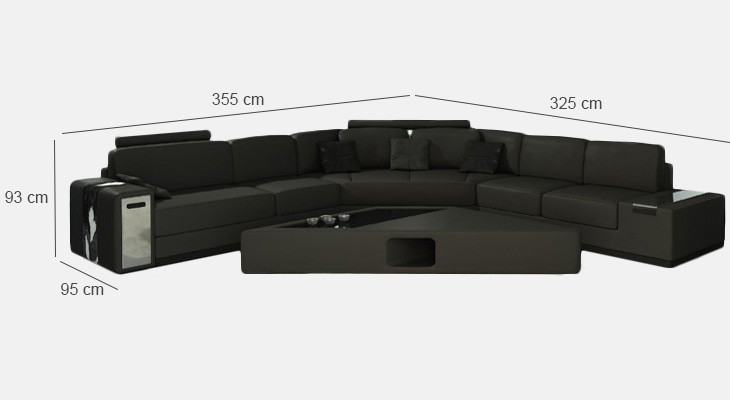 Leather sofa Corner sofa Sofa with USB Upholstery Designer Corner suite Living landscape LimaS