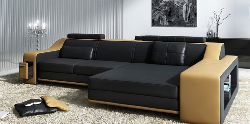 Design Corner sofa Sofa with USB Upholstery Seat Eck Suite Sofas Leather Textile L-shape