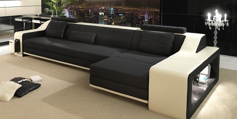 Design Corner sofa Sofa with USB Upholstery Seat Eck Suite Sofas Leather Textile L-shape