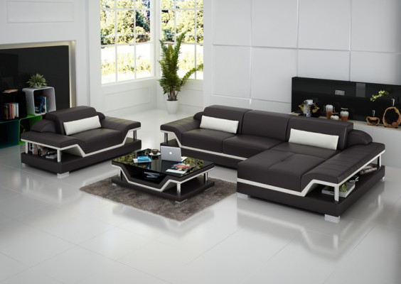 Design leather sofa sofa couch upholstery corner living landscape suite sofa new USB LED