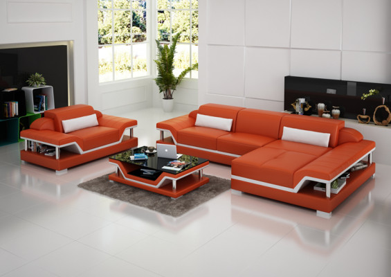 Design leather sofa sofa couch upholstery corner living landscape suite sofa new USB LED