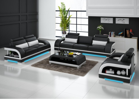 Leather sofa Couch Living landscape 3+2+1 Seater Sofa Suite Decor Design new