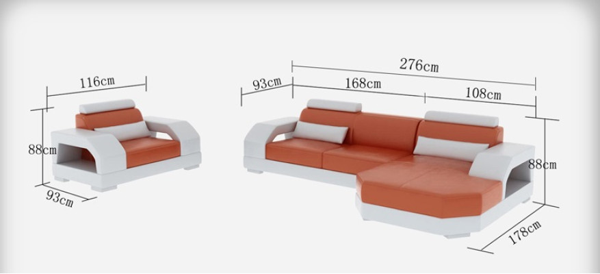 Leather sofa Couch Living landscape Corner sofa + Armchair Suite Design Modern LED USB