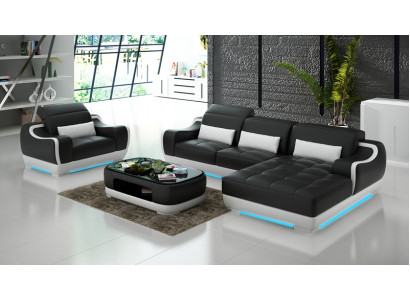 Leather sofa Couch Living landscape Corner sofa + Armchair new Suite Modern Sofa G8025E