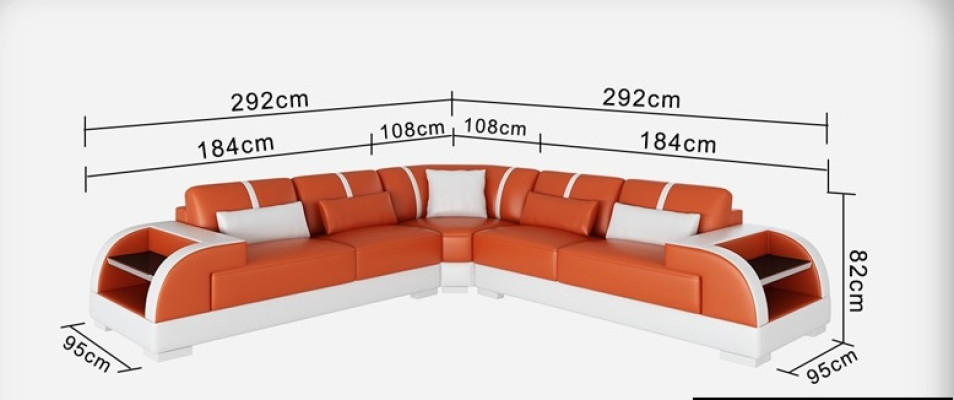 Leather sofa Couch Living landscape Corner sofa Corner Suite Design Modern LED USB Sofa