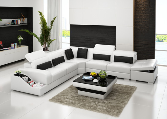 Leather sofa Couch Living landscape Corner sofa Corner Suite Design Modern Sofa with USB