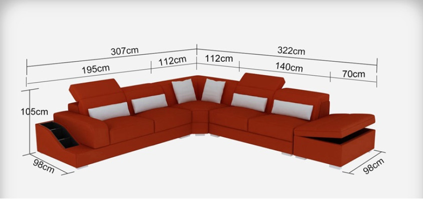 Leather sofa Couch Living landscape Corner sofa Corner Suite Design Modern Sofa with USB