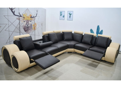 design Corner sofa couch Suite Leather relax function sofa -- Protected Design --