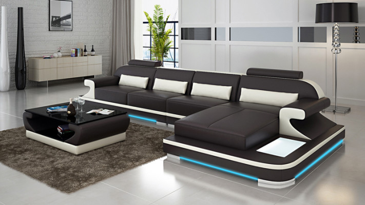 Leather sofa Couch Living landscape Corner sofa Corner Suite Design Modern Sofa G8021C