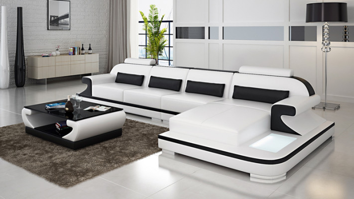 Leather sofa Couch Living landscape Corner sofa Corner Suite Design Modern Sofa G8021C
