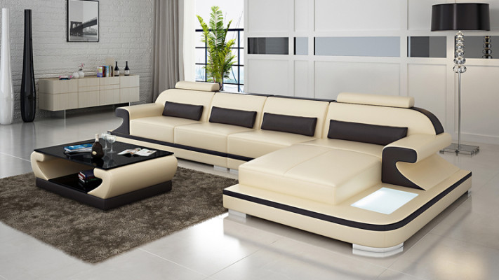 Leather sofa Couch Living landscape Corner sofa Corner Suite Design Modern Sofa G8021C