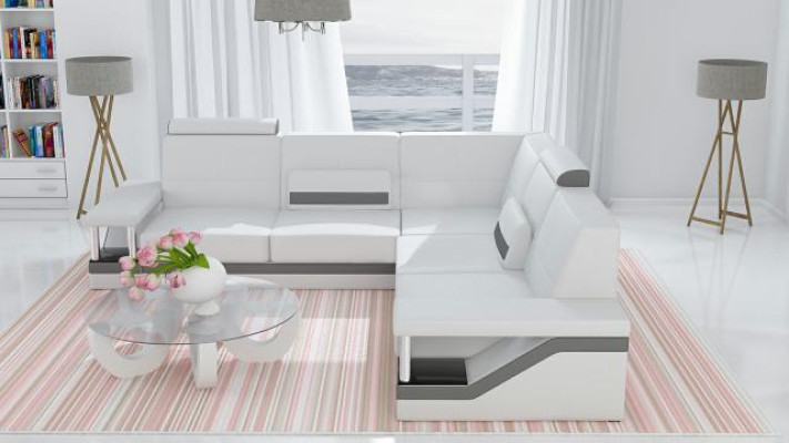 Leather sofa Corner sofa Sofa Couch Poster Corner suite Sofas Fabric Leather Suite new
