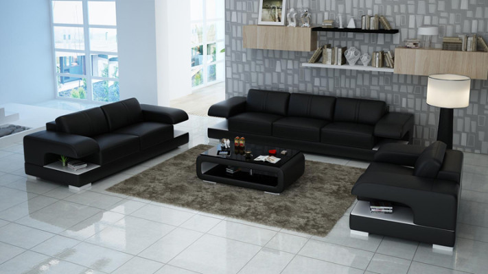 Leather sofa Couch Living landscape 3+2+1 Sofa set new Design Modern
