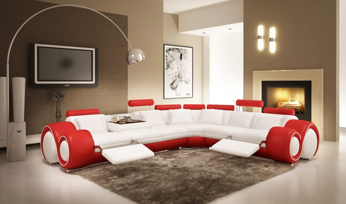 Leather sofa Couch Living landscape Corner sofa Corner Suite Design Modern Sofa A1163