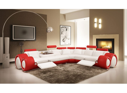 Leather sofa Couch Living landscape Corner sofa Corner Suite Design Modern Sofa A1163