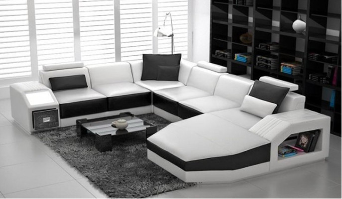 Living landscape Corner sofa Design Sofa with USB Upholstery Seat Corner U-shape White PHM110