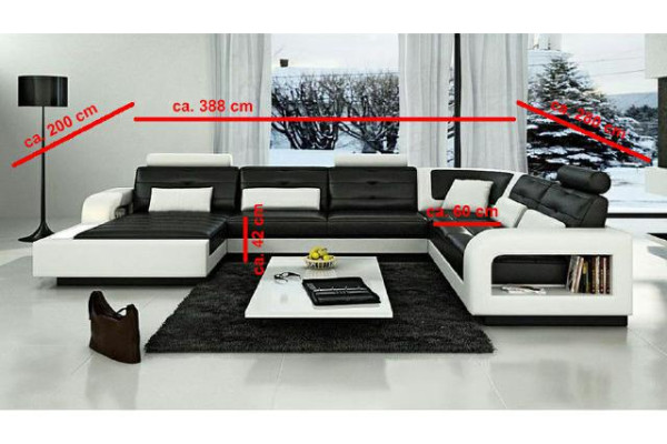 Corner sofa with USB Upholstery Sofa Living landscape Seat Corner Suite Leather Textile H2209