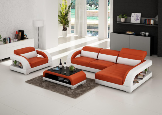 Leather sofa Couch Living landscape Corner sofa Armchair Set Suite Design Sofa USB new