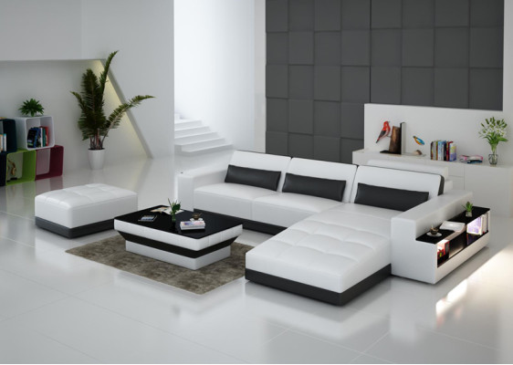 Leather sofa Couch Living landscape Corner sofa Corner Suite Design Modern Sofa G8019E